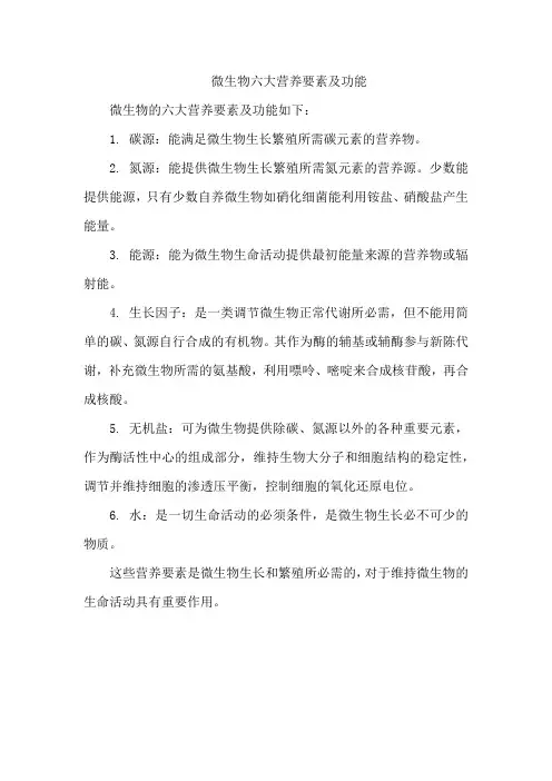 微生物六大营养要素及功能