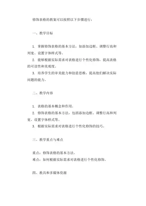 修饰表格有方法教案