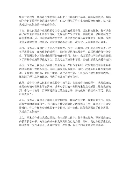教师期末改作业心得体会