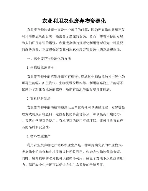 农业利用农业废弃物资源化