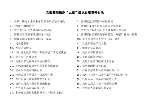 党的基层组织“五基”建设台帐表格