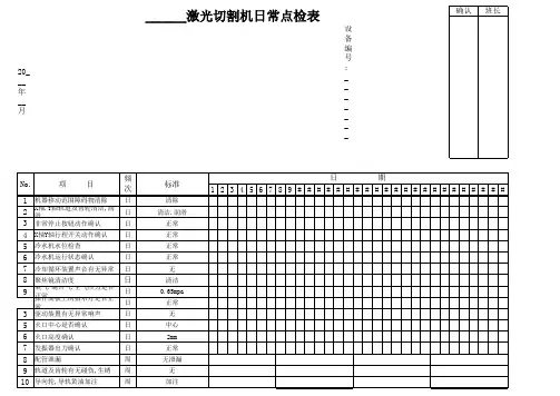 激光切割机日常点检表