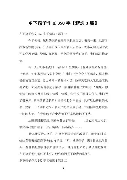 乡下孩子作文350字【3篇】