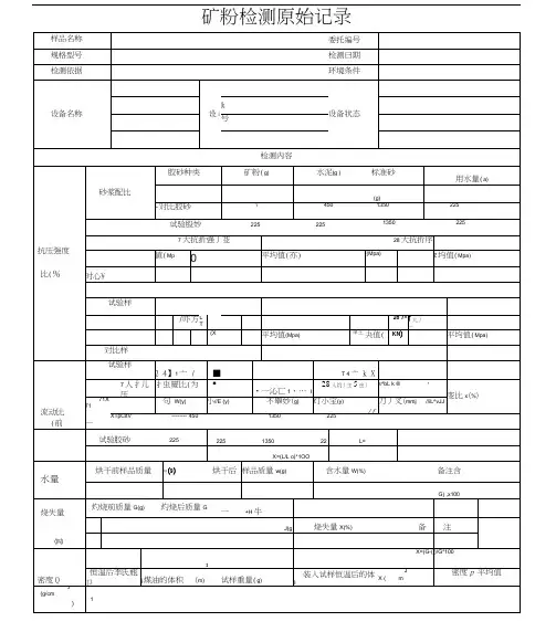 矿粉检测原始记录