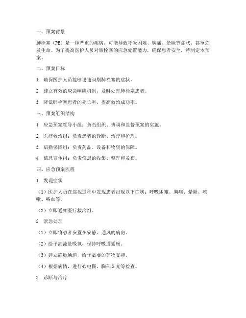 肺栓塞应急预案脚本模板