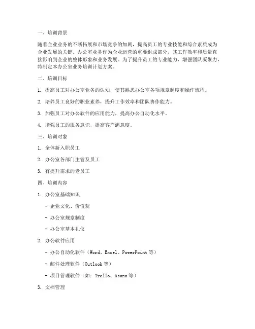 办公室业务_培训计划方案