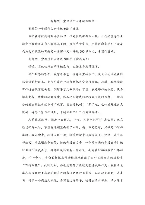 有趣的一堂课作文六年级600字
