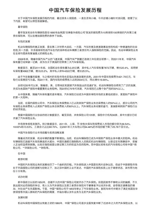 中国汽车保险发展历程