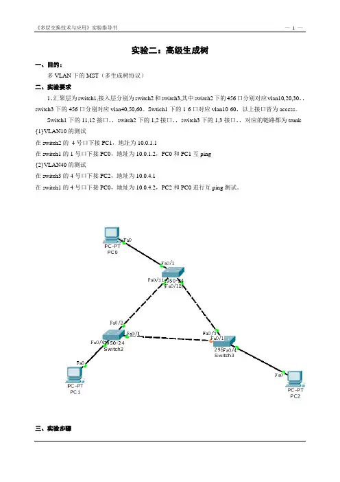 MST高级生成树协议实验文档