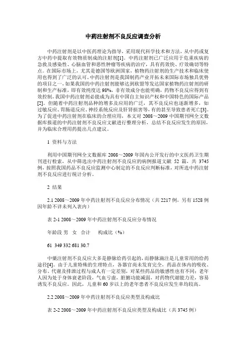 中药注射剂不良反应调查分析