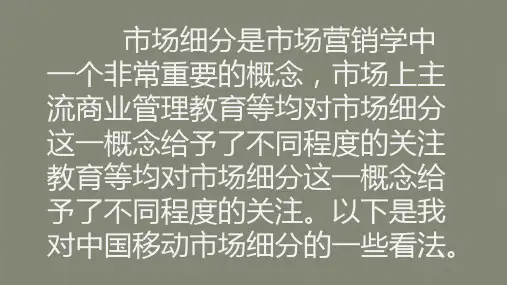 中国移动市场细分