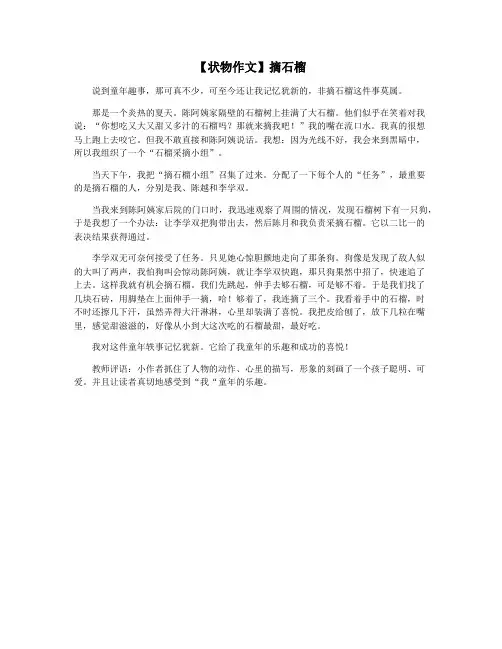 【状物作文】摘石榴