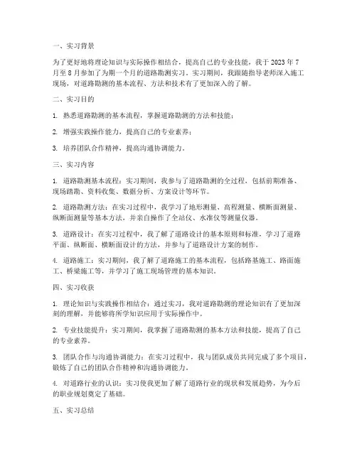 道勘察实习报告