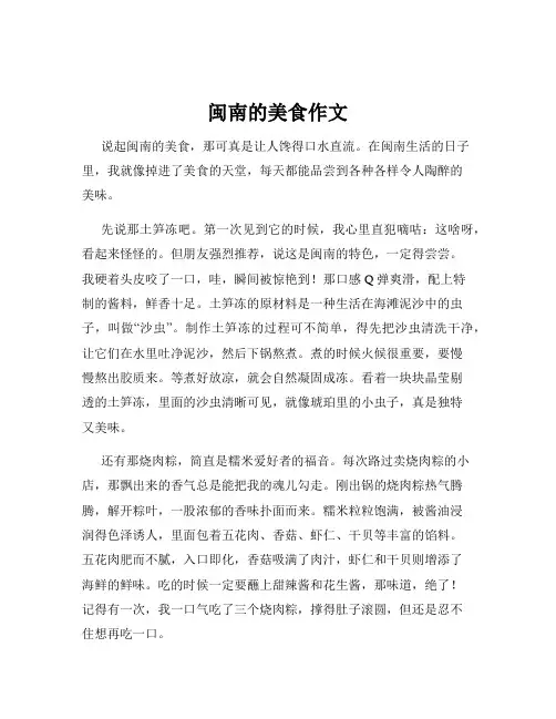 闽南的美食作文