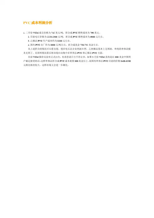 PVC成本利润分析