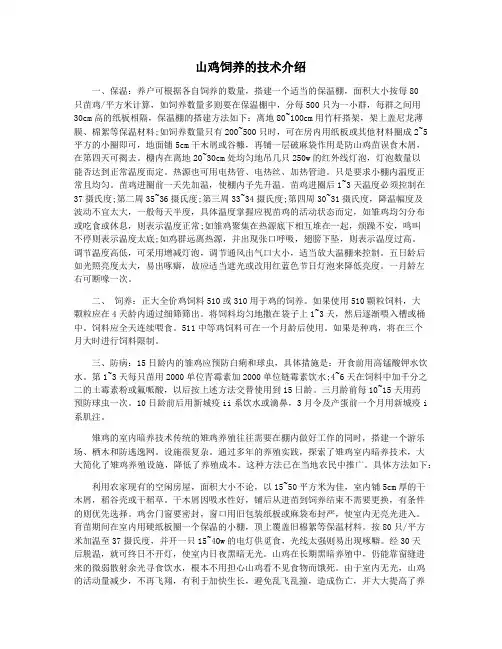 山鸡饲养的技术介绍