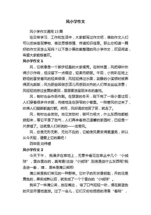 风小学作文通用15篇