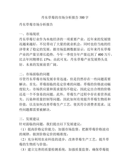 丹东草莓的市场分析报告500字