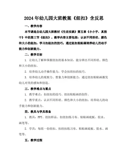 2024年幼儿园大班教案《纽扣》含反思