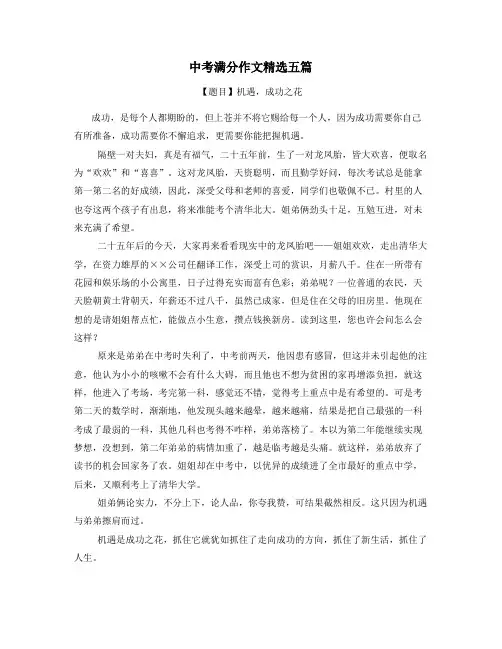 云南中考满分作文精选5篇 (13)