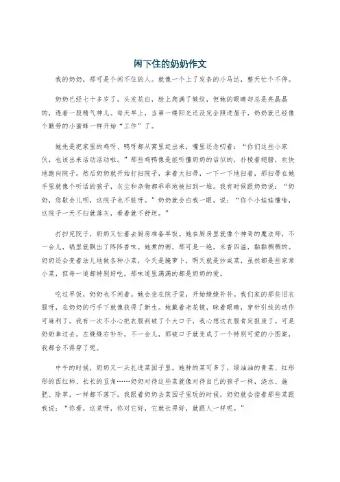闲下住的奶奶作文