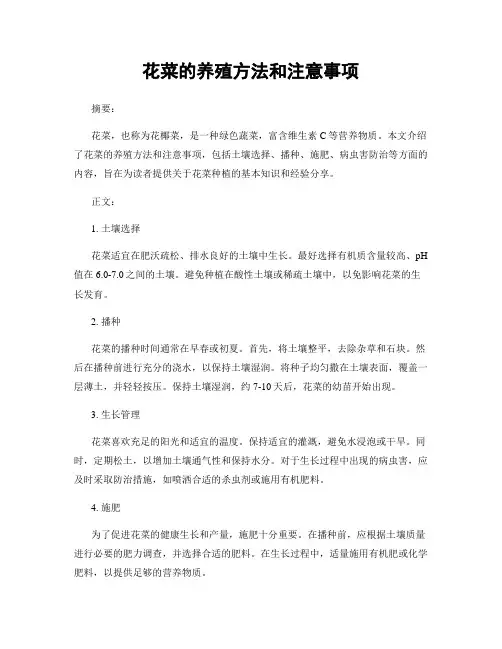 花菜的养殖方法和注意事项