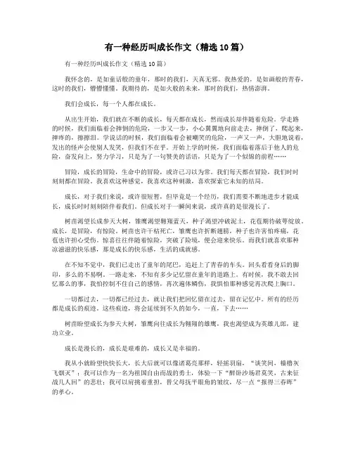 有一种经历叫成长作文(精选10篇)