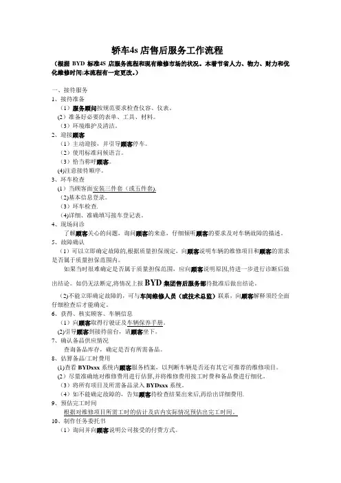 轿车4s店售后服务工作流程