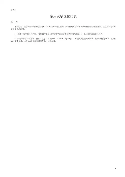 汉字区位码查询