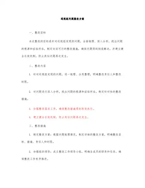 巡视组问题整改方案