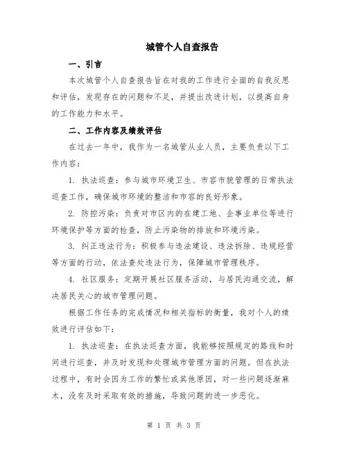 城管个人自查报告