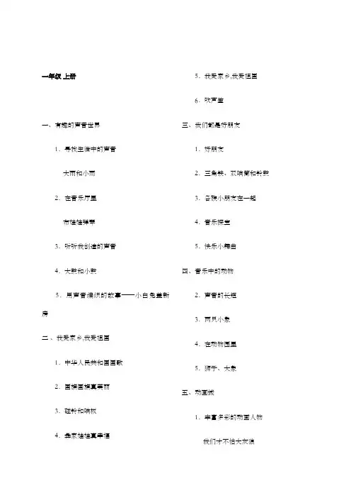 人教版小学音乐目录