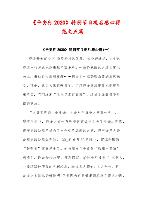 《平安行2020》特别节目观后感心得范文五篇