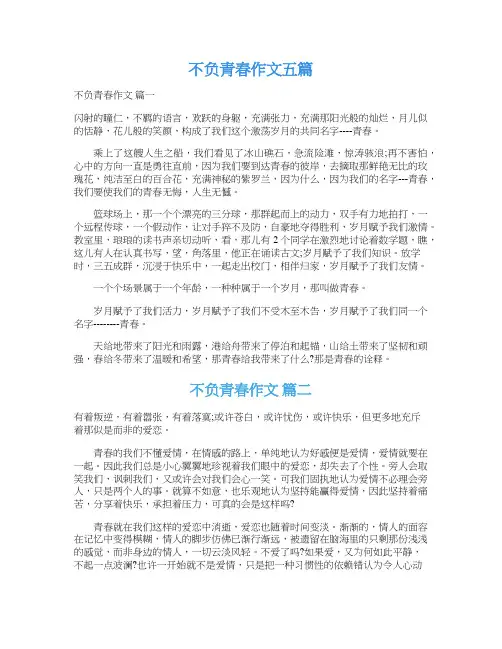  不负青春作文五篇