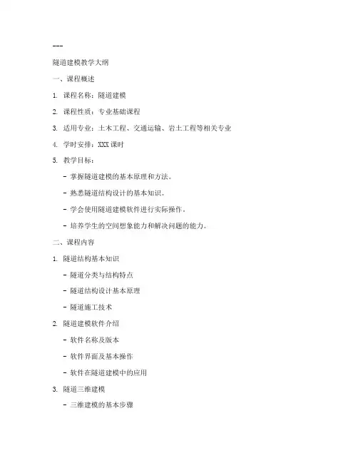 隧道建模教学大纲模板