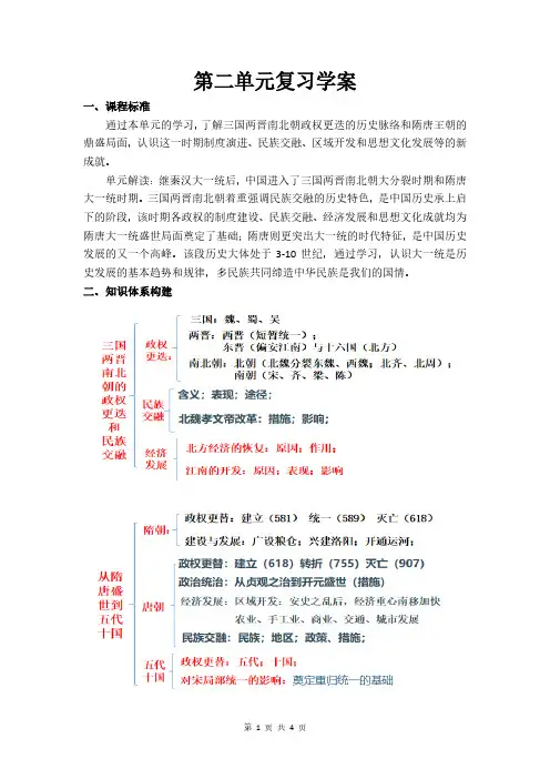 《三国两晋南北朝的民族交融与隋唐统一多民族封建国家的发展》学案