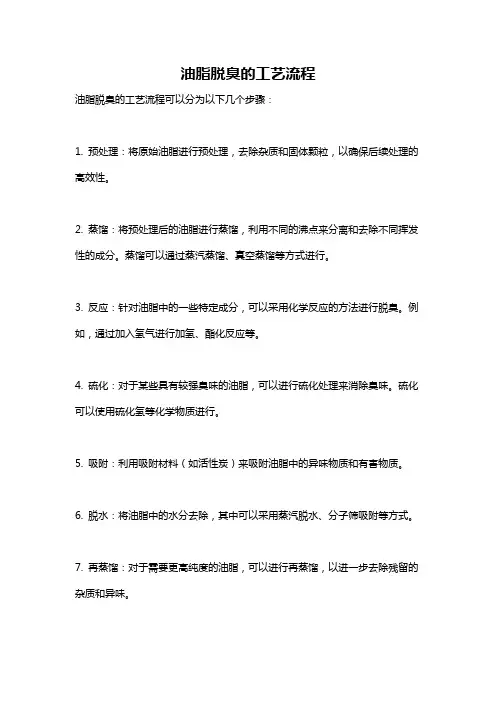 油脂脱臭的工艺流程