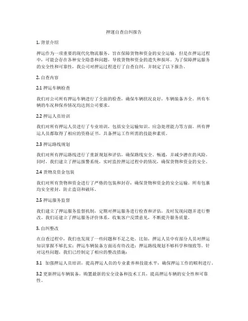 押运自查自纠报告