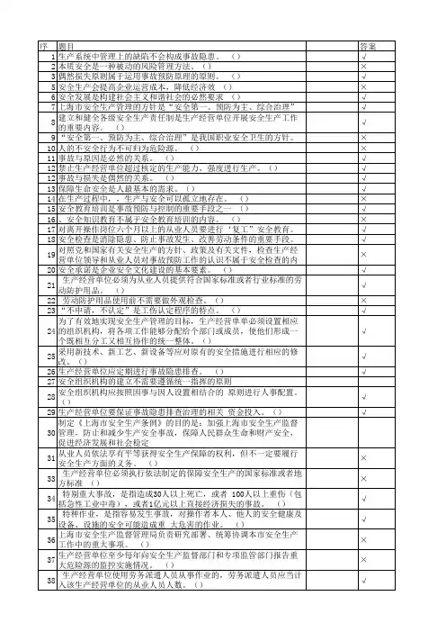 生产经营单位负责人安全生产管理习题集 是非题 道 