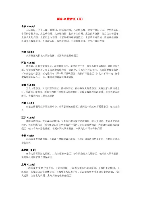 国家A级旅游区(点)名录