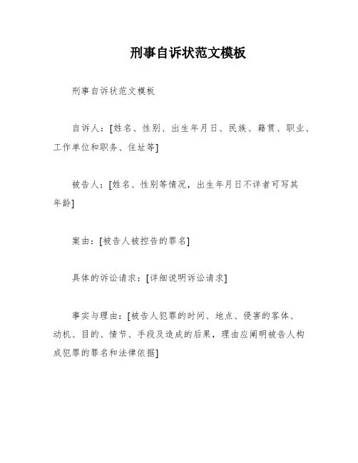 刑事自诉状范文模板