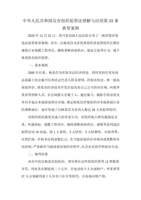 中华人民共和国反有组织犯罪法理解与应用第55条典型案例