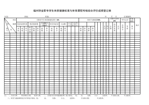 学生体质健康标准与考核综合评价表