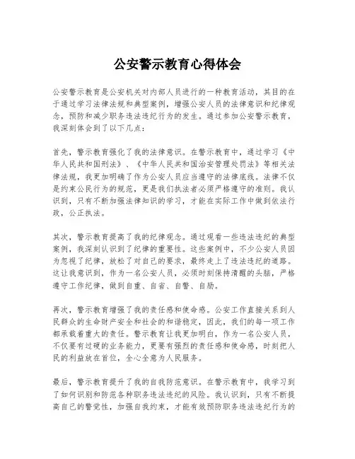 公安警示教育心得体会