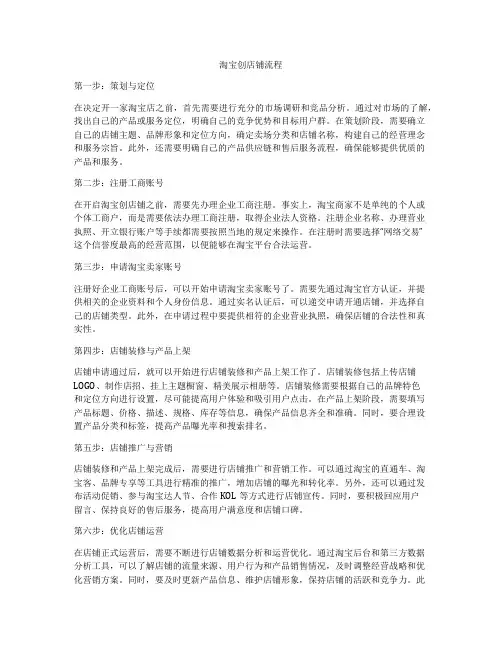 淘宝创店铺流程