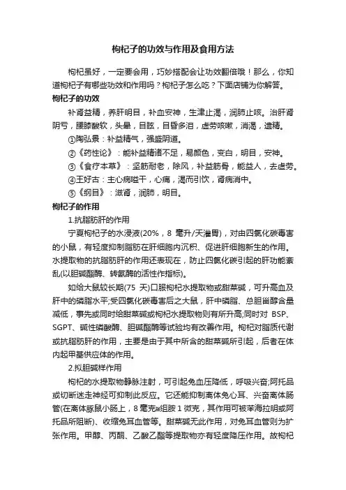 枸杞子的功效与作用及食用方法