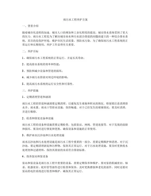 雨污水工程养护方案