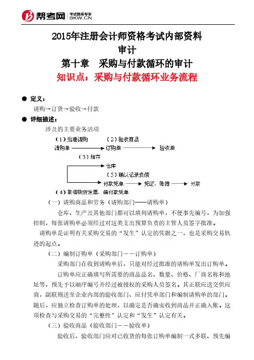 第十章 采购与付款循环的审计-采购与付款循环业务流程