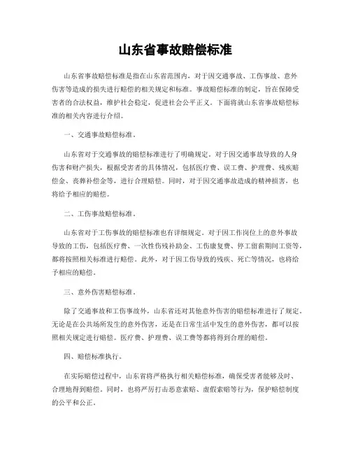 山东省事故赔偿标准