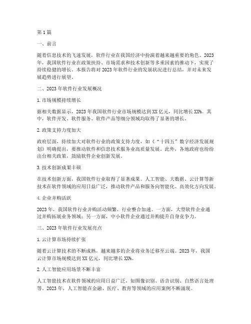 软件行业年度总结报告(3篇)